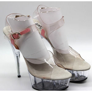 Tony Shoes Custom Made 6" Platform Stripper Pole Dance Shoes Pink Clear Size 6